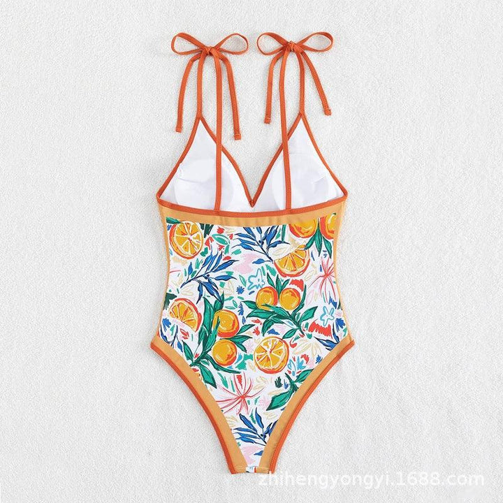 New Arrival Fashion One-Piece Swimsuit Sexy Suspenders Open Back One-Piece Cross-Border Print Export Swimsuit Amazon Swimsuit-THAT FASHION STORE