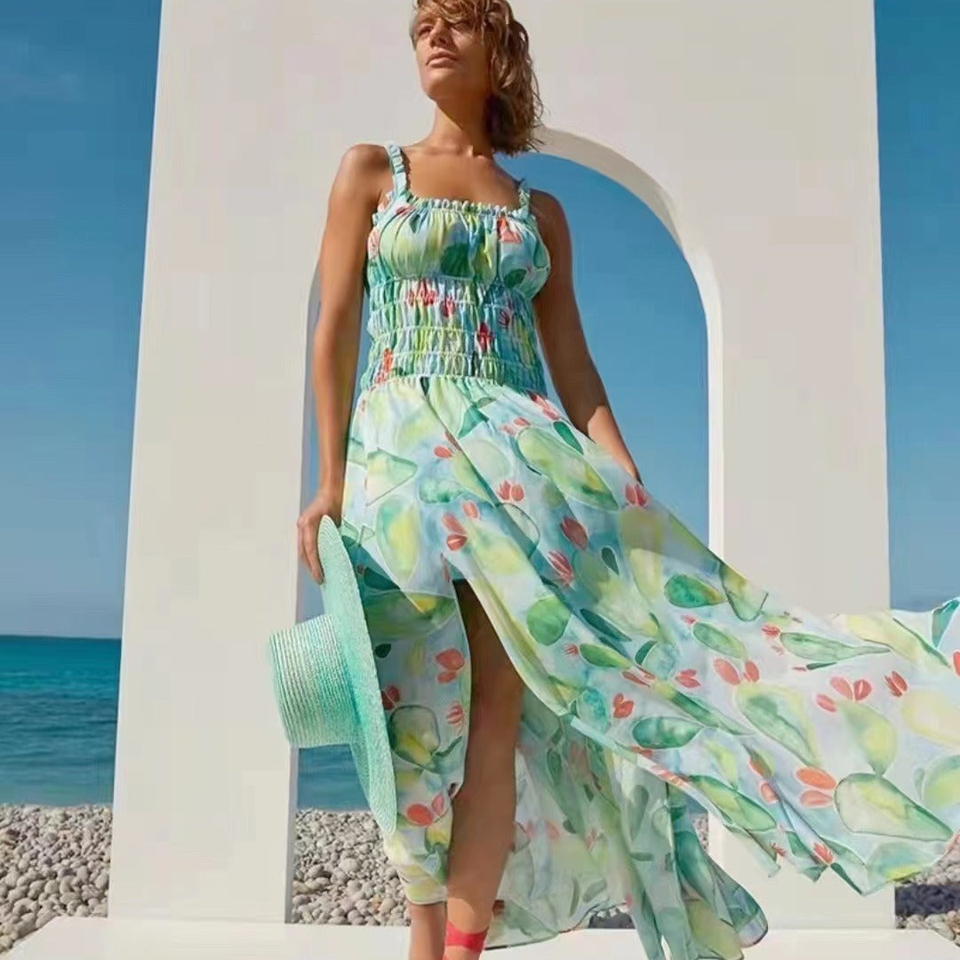 Chic Printed Strapless Maxi Dress for Holidays - THAT FASHION STORE