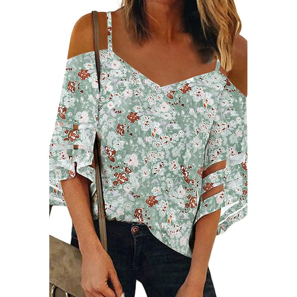 Casual Fashion Printed V-neck Sleeveless Tops Sling-THAT FASHION STORE