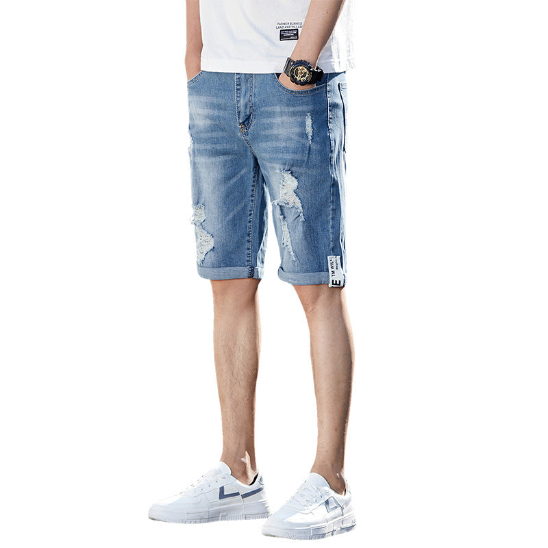 Men's Loose Hole Denim Shorts-THAT FASHION STORE