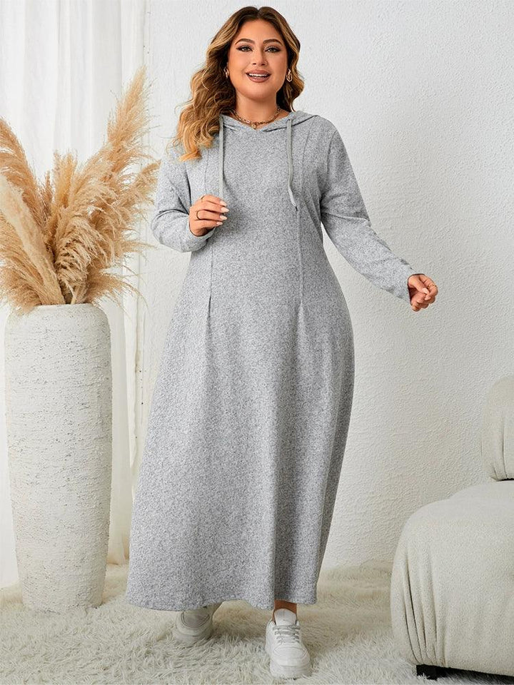 Plus-Size Women's Hooded Casual A- Line Dress for Curvy Girls-THAT FASHION STORE