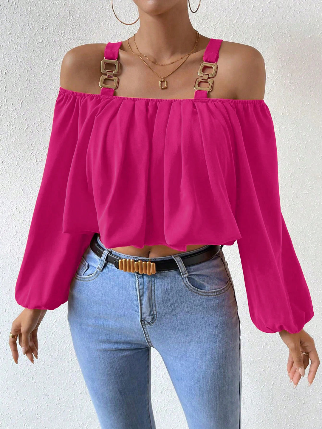 Women's Lantern Sleeve Loose Crop Top-THAT FASHION STORE