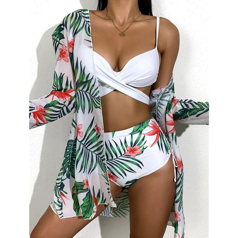 Fashion New Bikini Sexy Push up Three-Piece Suit Print Separates Swimsuit Sexy Bikini Swimsuit-THAT FASHION STORE