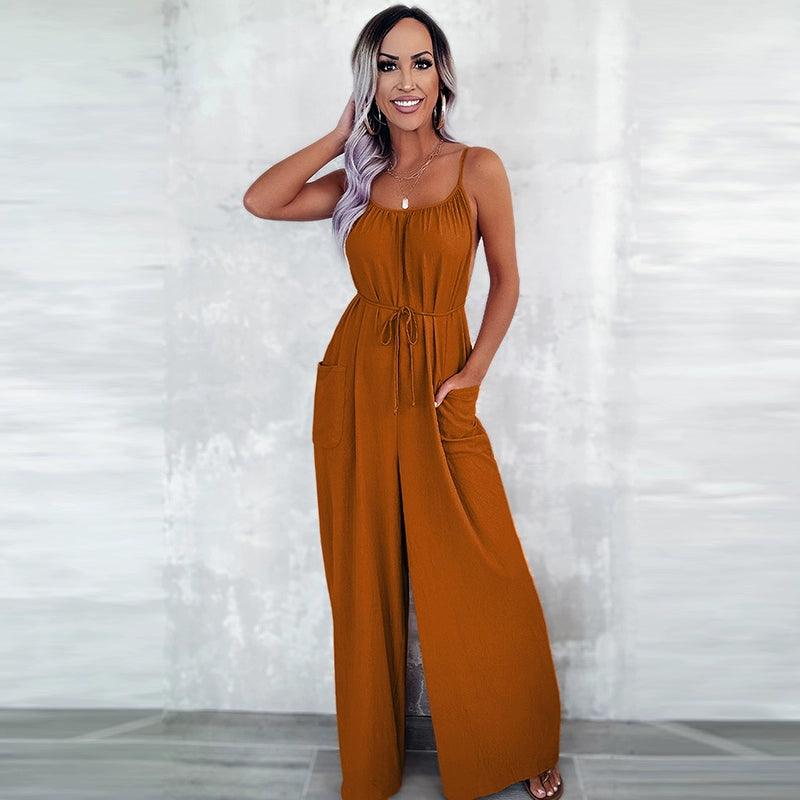 European and American Sexy Cold-Shoulder Sleeveless Jumpsuit Trousers Sling-THAT FASHION STORE