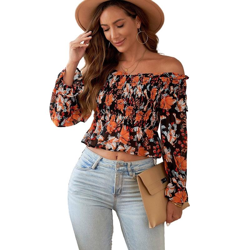 Strapless Sexy Chiffon Tops Fashion V Neck T-shirt Short Sleeve-THAT FASHION STORE