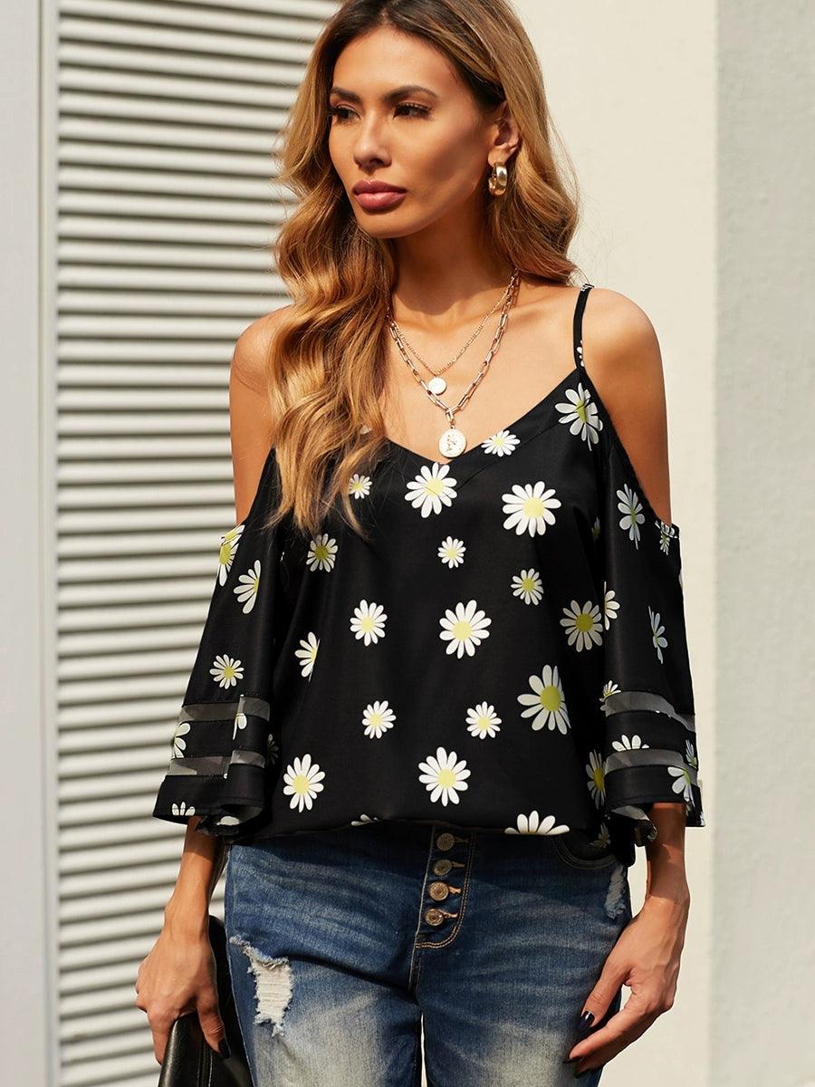 Casual Fashion Printed V-neck Sleeveless Tops Sling-THAT FASHION STORE