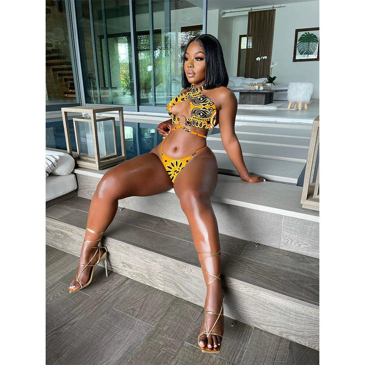 2022 Spring and Summer New Printed Swimsuit Two-piece Suit-THAT FASHION STORE