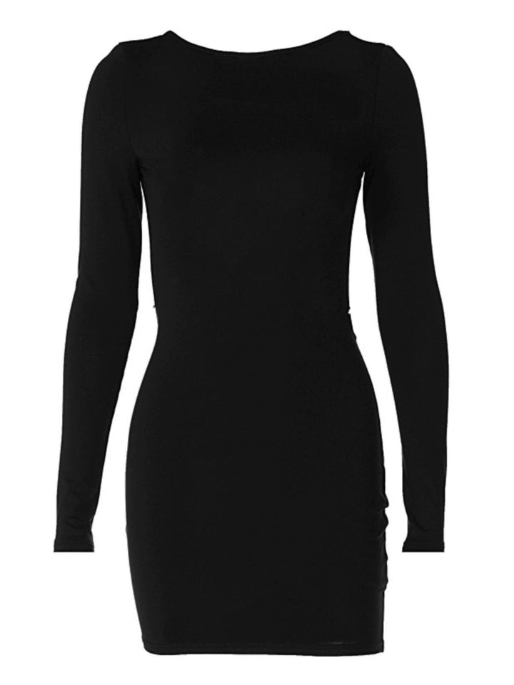 Ahagaga Chain Open Back Sexy Long Sleeves Dress-THAT FASHION STORE