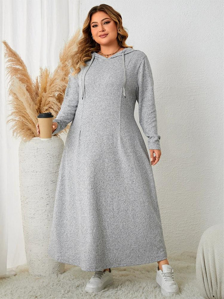 Plus-Size Women's Hooded Casual A- Line Dress for Curvy Girls-THAT FASHION STORE