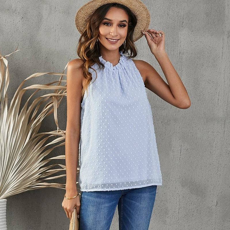 Sleeveless Trendy Loose Chiffon I-Shaped Vest Tops-THAT FASHION STORE