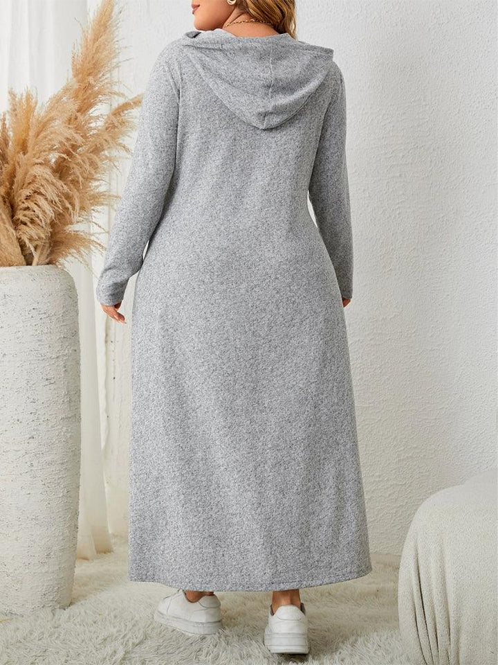 Plus-Size Women's Hooded Casual A- Line Dress for Curvy Girls-THAT FASHION STORE