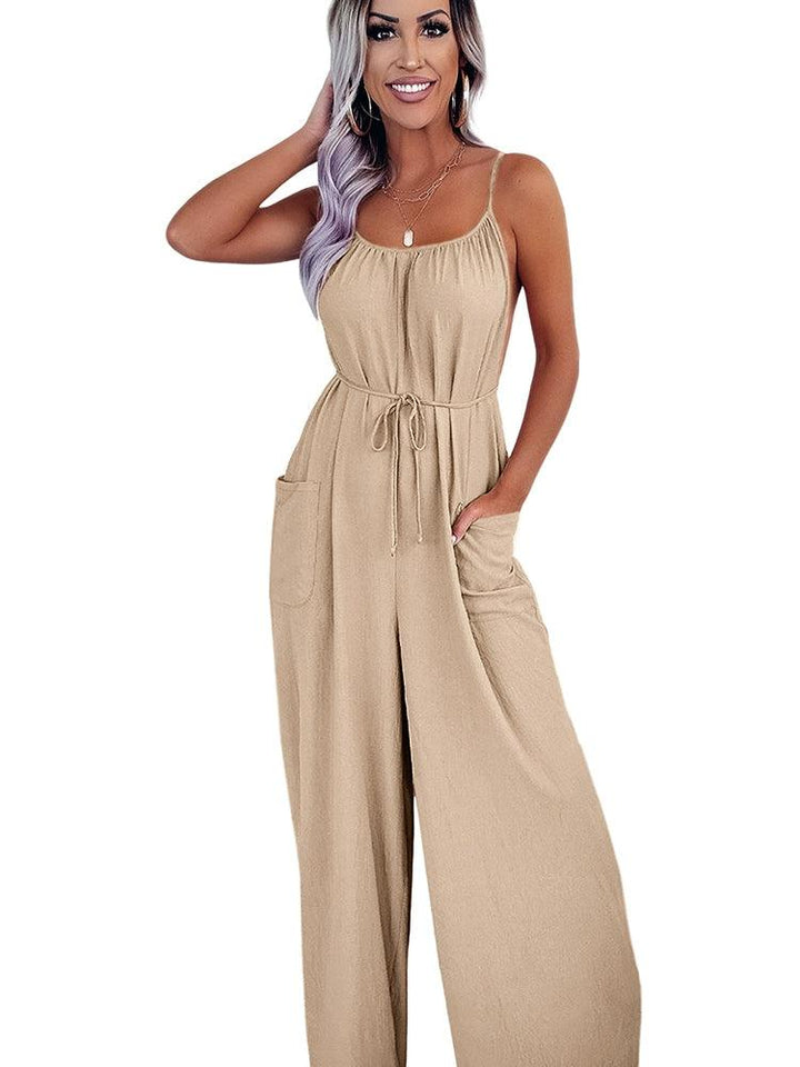 European and American Sexy Cold-Shoulder Sleeveless Jumpsuit Trousers Sling-THAT FASHION STORE