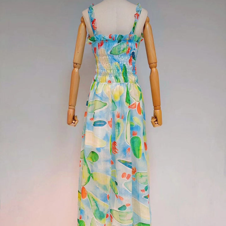 Chic Printed Strapless Maxi Dress for Holidays - THAT FASHION STORE