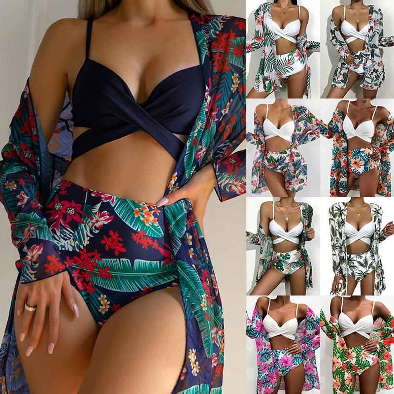 Fashion New Bikini Sexy Push up Three-Piece Suit Print Separates Swimsuit Sexy Bikini Swimsuit-THAT FASHION STORE