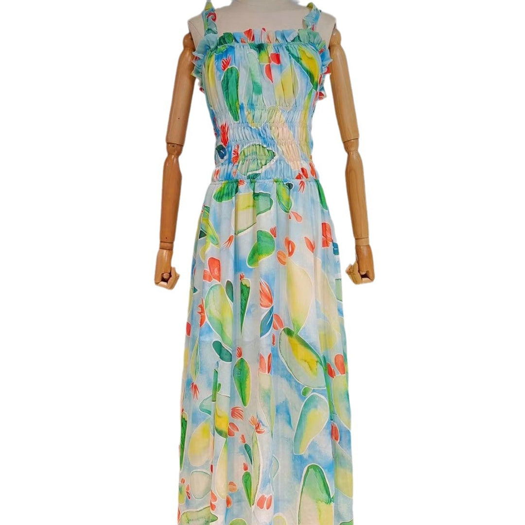 Chic Printed Strapless Maxi Dress for Holidays - THAT FASHION STORE