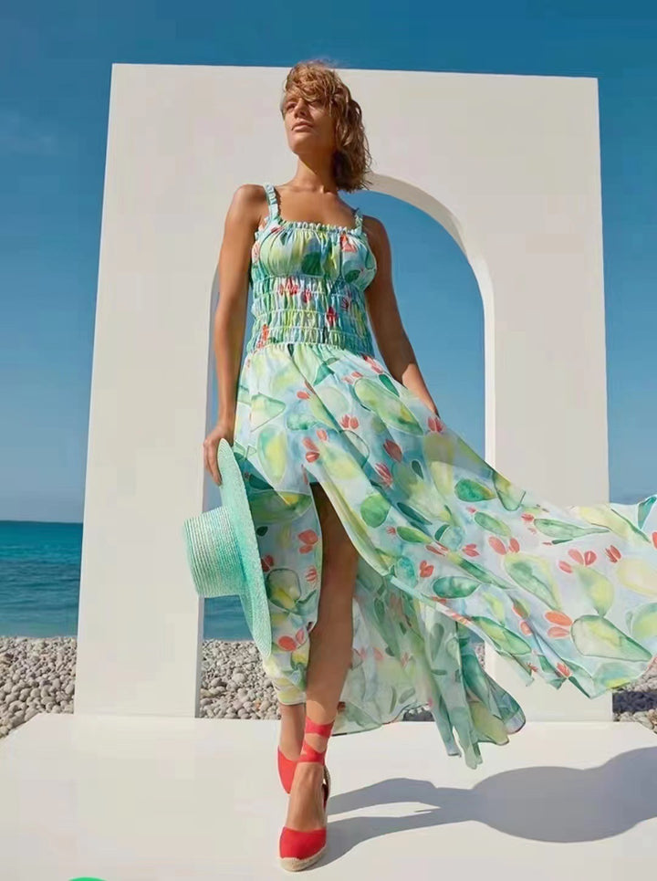 Chic Printed Strapless Maxi Dress for Holidays - THAT FASHION STORE