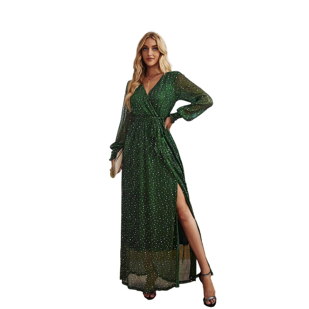 Split Sexy Sequin Gauze Dress-THAT FASHION STORE