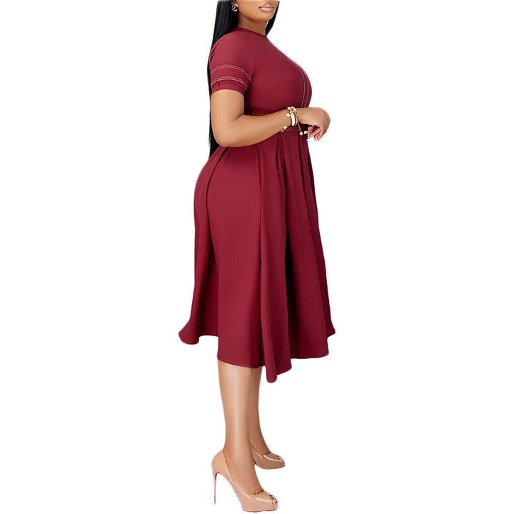 Women's Chic Ruffle A-Line Dress with Elegant Stitching - THAT FASHION STORE