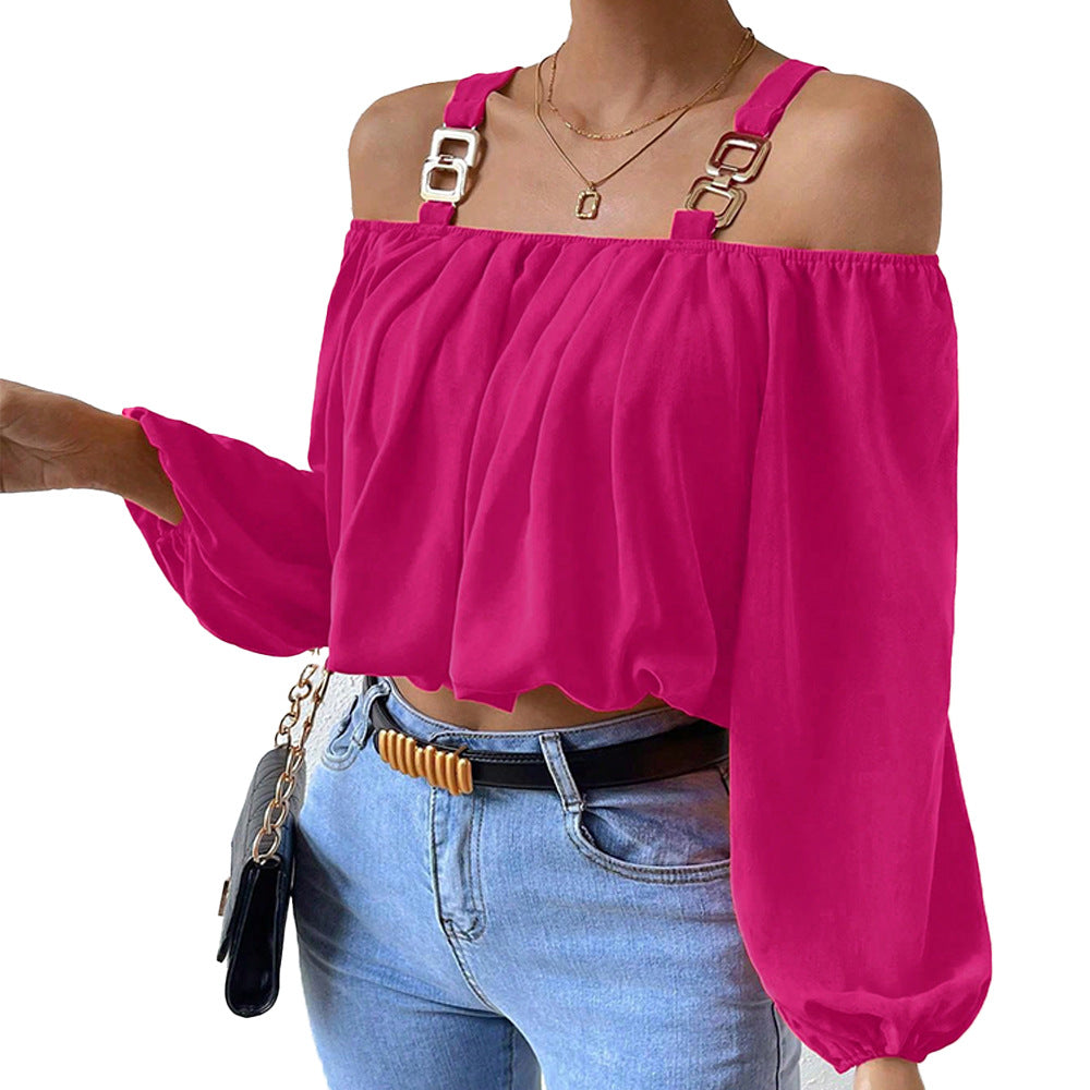 Women's Lantern Sleeve Loose Crop Top-THAT FASHION STORE