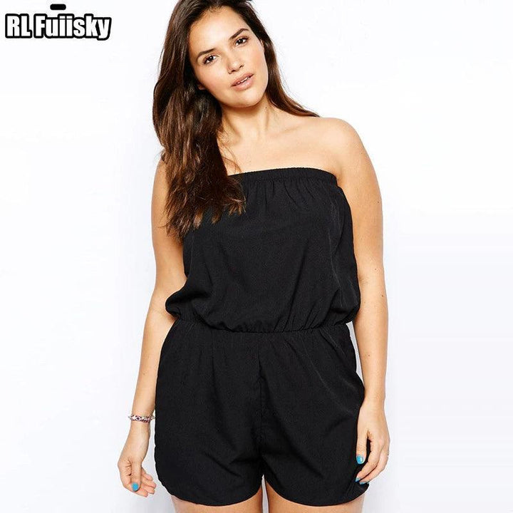 Casual Wide-Leg plus Sizes Loose Tube Top High Waist Jumpsuit-THAT FASHION STORE