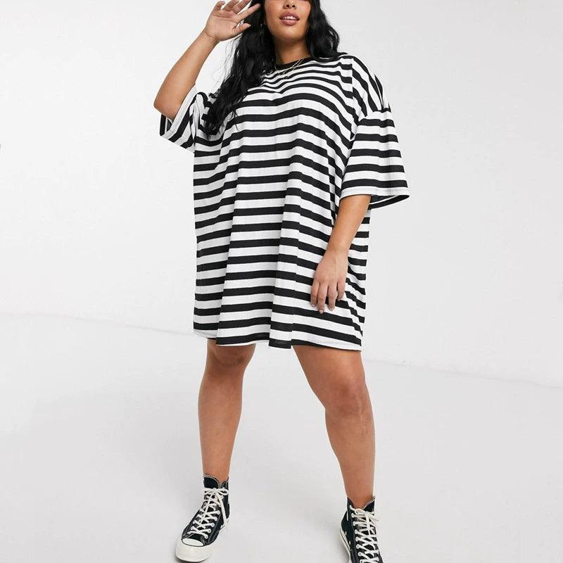 Spring and Summer New Chubby mm BF Style Mid-Length T-shirt Skirt-THAT FASHION STORE