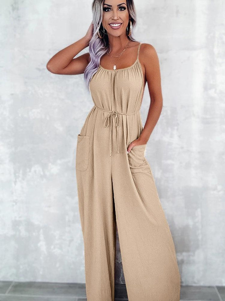 European and American Sexy Cold-Shoulder Sleeveless Jumpsuit Trousers Sling-THAT FASHION STORE