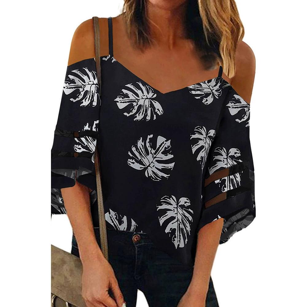 Casual Fashion Printed V-neck Sleeveless Tops Sling-THAT FASHION STORE