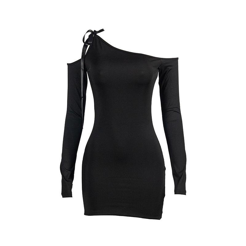 Off-the-shoulder Long Sleeve Slim Fit Waist Dress-THAT FASHION STORE