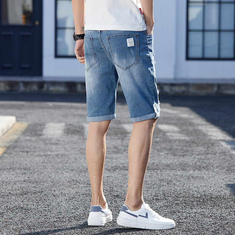 Men's Loose Hole Denim Shorts-THAT FASHION STORE