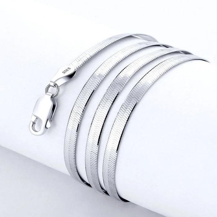 925 Sterling Silver fine 4MM Blade Chain Necklace for Women Men Luxury wedding party Jewelry Holiday gifts-THAT FASHION STORE