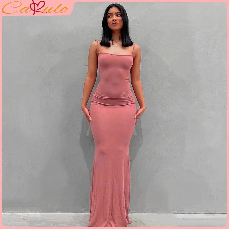 Satin Slip Sleeveless Backless Maxi Dress Women 2023 Y2K Summer Bodycon Elegant Sexy Outfits Ladies Birthday Party Club Sundress-THAT FASHION STORE