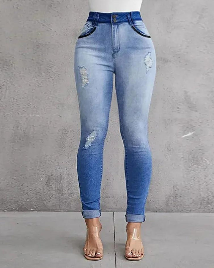 Jeans Woman 2023 New Autumn/Winter Fashion Versatile Gradient Tight Denim Pants Y2k Elegant Solid Trousers Female Streetwear-THAT FASHION STORE