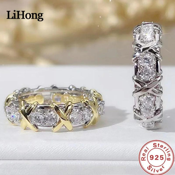 Luxury 925 Sterling Silver Ring Interlaced With Aaa Zircon Crystal Ring For A Woman'S Engagement Jewelry Gift 2 Color Choices-THAT FASHION STORE