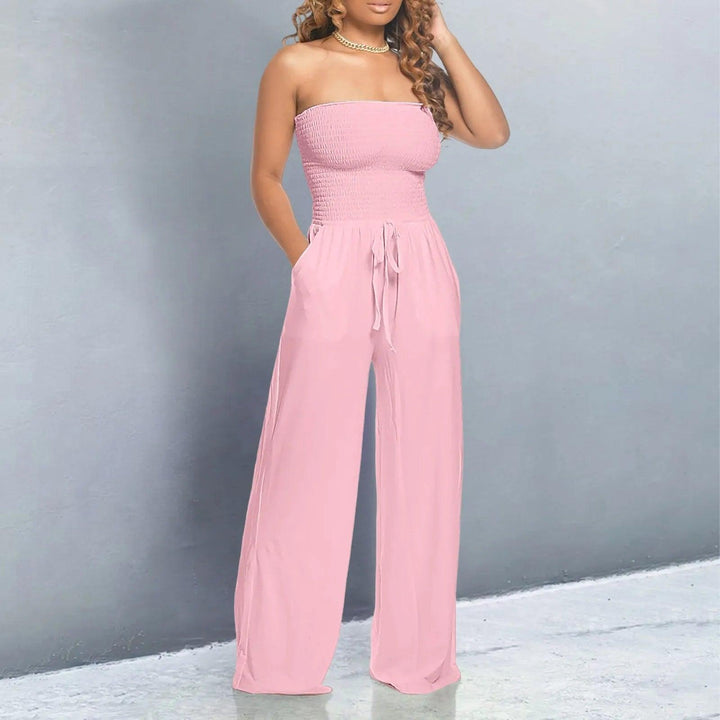 Summer Women Jumpsuits Rompers Sleeveless Strapless Lace Up Wide Leg Jumpsuit Sexy Night Club Party Bandage One Piece Outfits-THAT FASHION STORE