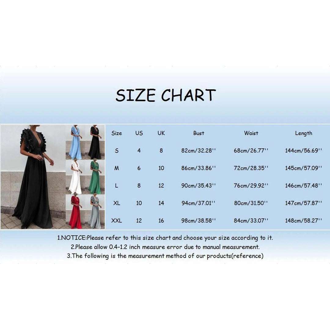 Formal Party Dress Women Sexy Deep V-Neck Long Dress Solid Color Elegant Flying Sleeves Backless Maxi Evening Dresses Robe-THAT FASHION STORE