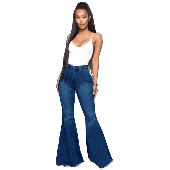 Europe and The United States Fashion High Waist All Fit Stretch Jeans Flare High Waisted Jeans Women Black/Pink/White Jeans-THAT FASHION STORE