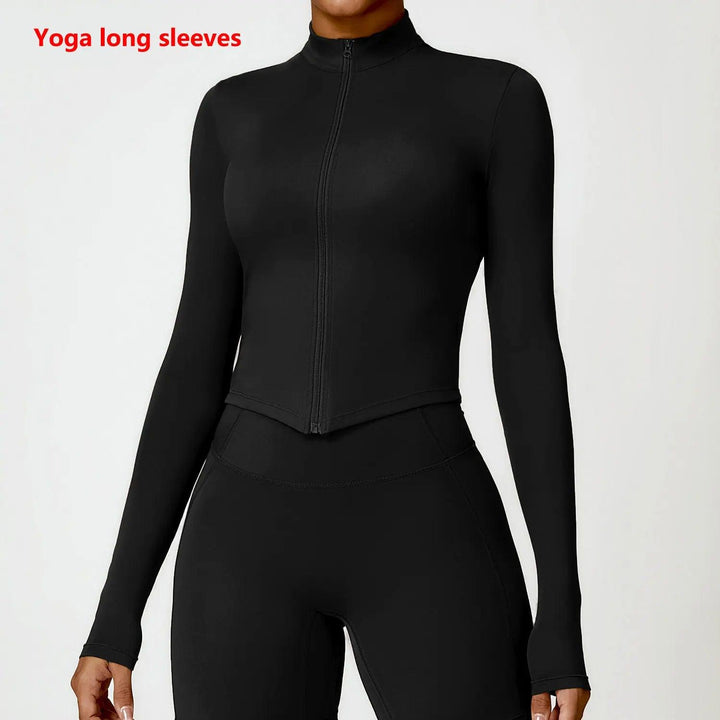 Women's Gym Exercise Shirt Yoga Long Sleeve Sportswear Top Zipper Jacket Gym Push Up Workout Tops Running Cycling Sportswear-THAT FASHION STORE