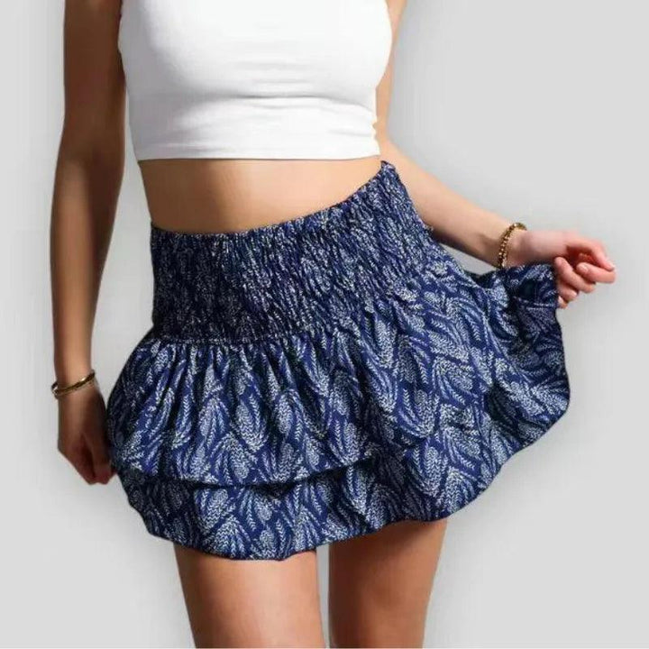 Ruffle Edge Printed Skirt Women Fashion New Floral Pleated Short Skirt Female Vacation Boho Miniskirt Sexy Girl Y2k Skirts Mujer-THAT FASHION STORE