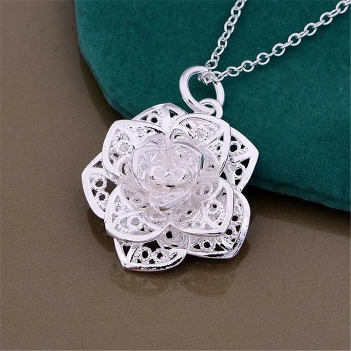 925 Sterling Silver charm Flowers Pendant Necklace For Women Luxury Fashion Party Wedding Accessories Jewelry Christmas Gifts-THAT FASHION STORE