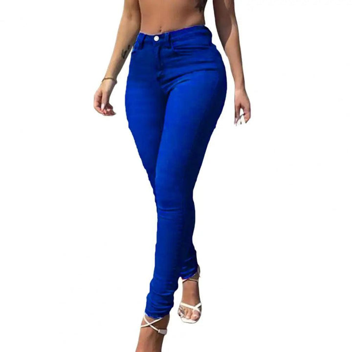 Skinny Pants Long Lasting Slim-fitting Full-Length Leggings Skinny Trousers Mid-Waist Eye-catching Denim Pants for Girl-THAT FASHION STORE