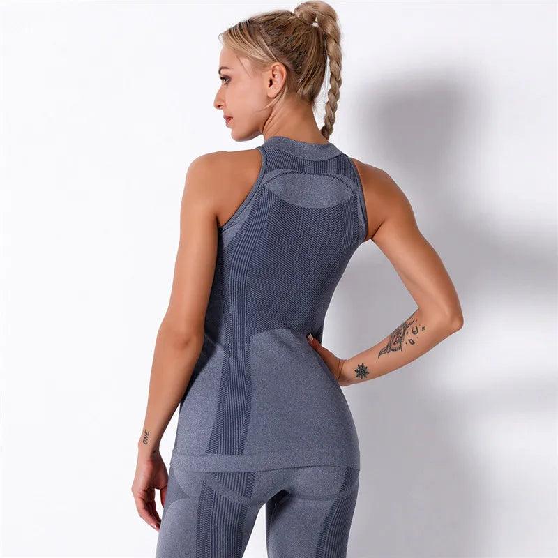 Sleeveless Workout Yoga Vest Sport Shirt Women Fitness Sport Solid Tops Gym Running Training Wear Seamless Cosy Sportswear-THAT FASHION STORE