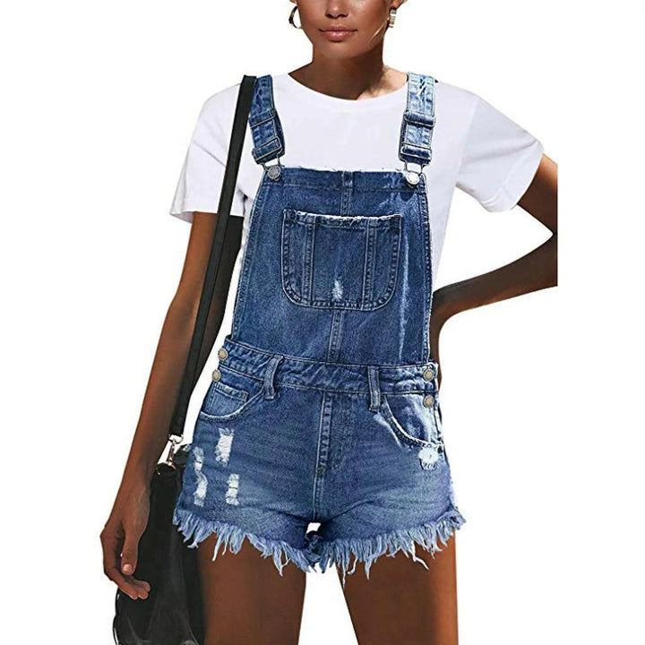 Sexy Ripped Hole Denim Overalls Women 2023 Summer Jumpsuit Female One Piece Jeans Playsuit Straps Shorts Rompers Streetwear-THAT FASHION STORE