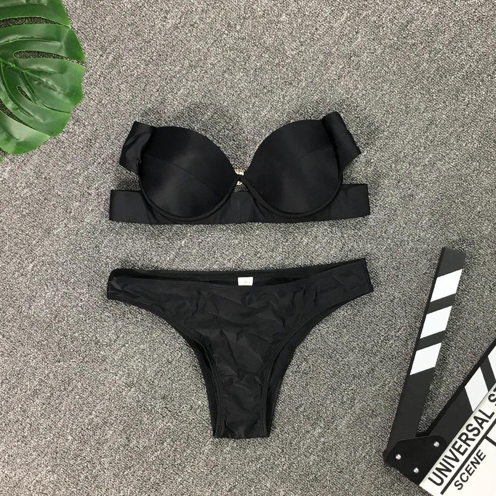 Bikini Swimwear Women 2024 New Bikini Bra Black Pack Swimsuit Women's Swimsuit Bikini-THAT FASHION STORE