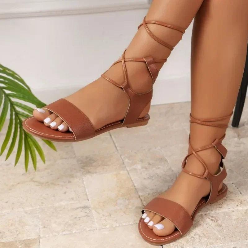 Women's Cross Strap Sandals 2024 Summer New Fashion Flat Open Toe Sandals for Women Gladiator Beach Flip Flops Zapatos Mujer-THAT FASHION STORE