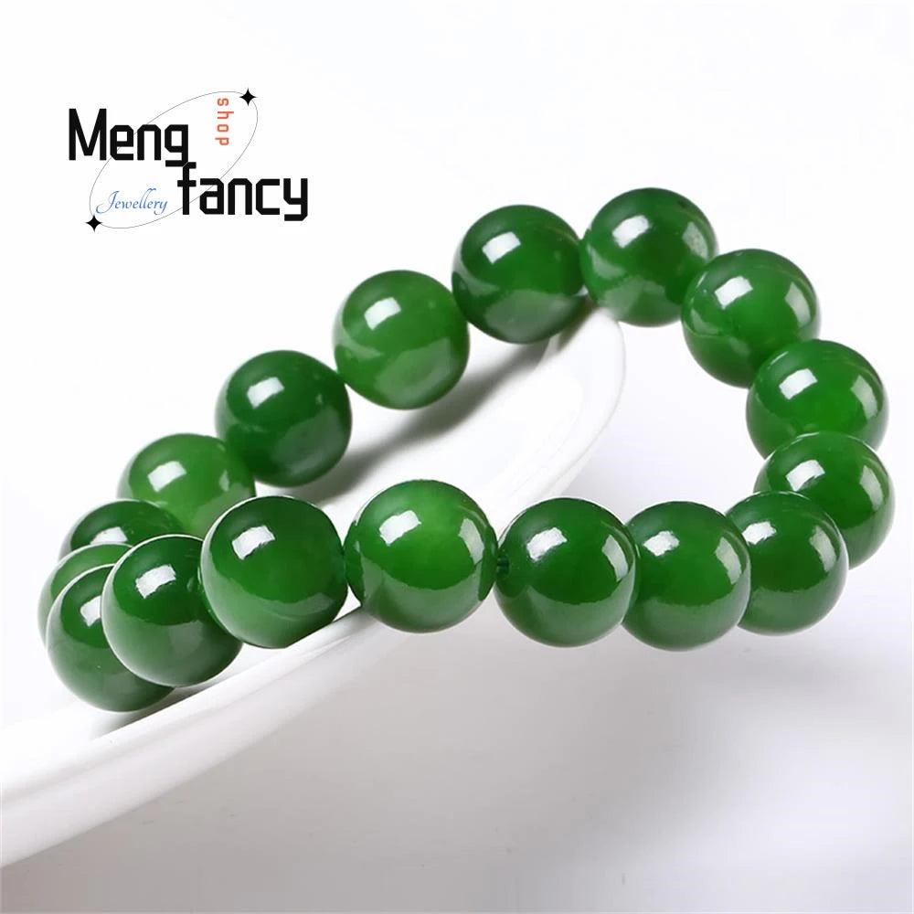 Natural Hetian Jade Jasper Elastic Bracelet Charms Luxury Fine Jewelry Couple Personalized Beaded Bangle Men Women Holiday Gifts-THAT FASHION STORE