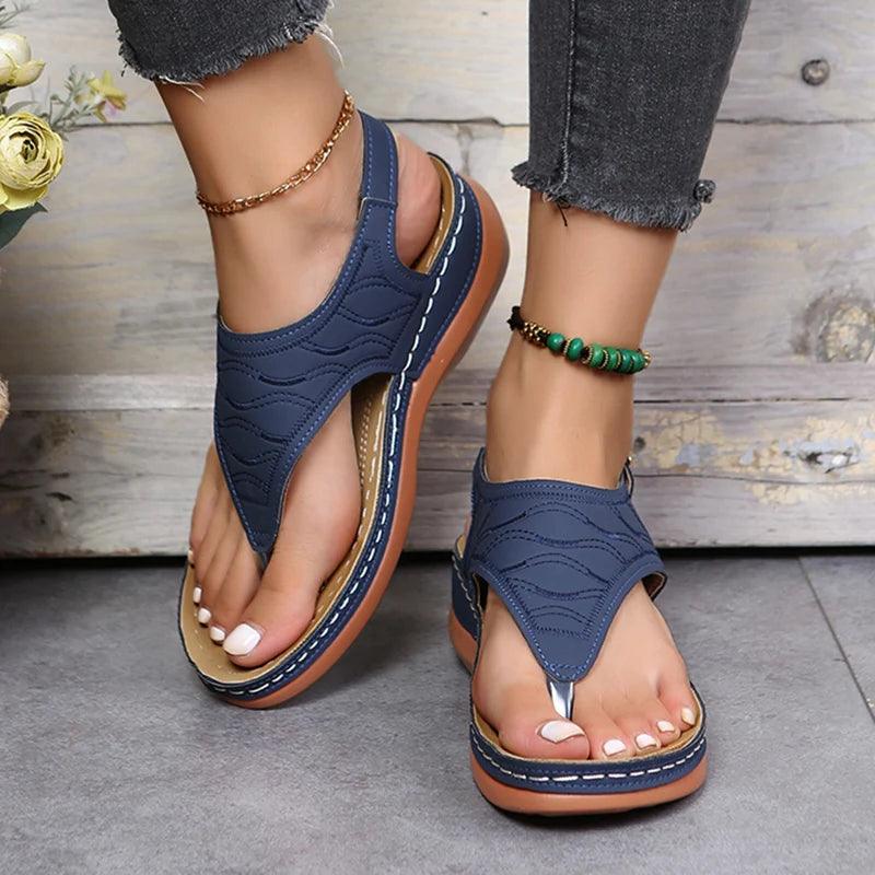 Rimocy Fashion Clip Toe Wedge Sandals Women Summer Platform Rome Sandalias Mujer 2024 Plus Size 43 Thick Sole Beach Shoes Ladies-THAT FASHION STORE