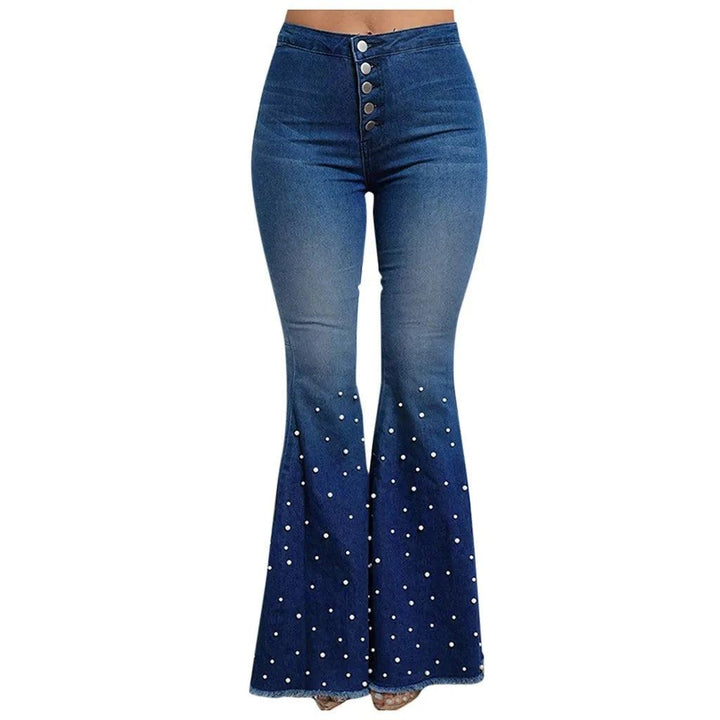 Denim Jeans For Women Plus Size High Waist Jeans Button Tassel Pants Trousers Bell-Bottom Pants Loose Straight Jeans Newjeans-THAT FASHION STORE