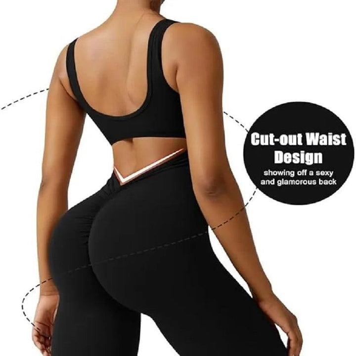 Women's Casual Fashion Halter U-neck Strapless Backless Sports Yoga Clothing Hip Lift One-piece Flared Pants-THAT FASHION STORE