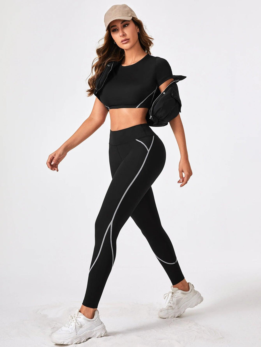 2 Pieces Short Sleeve Yoga Pilates Sports Suits Quick Dry Elastic Slim Fit Tracksuit Running Workout Breathable Training Wear-THAT FASHION STORE