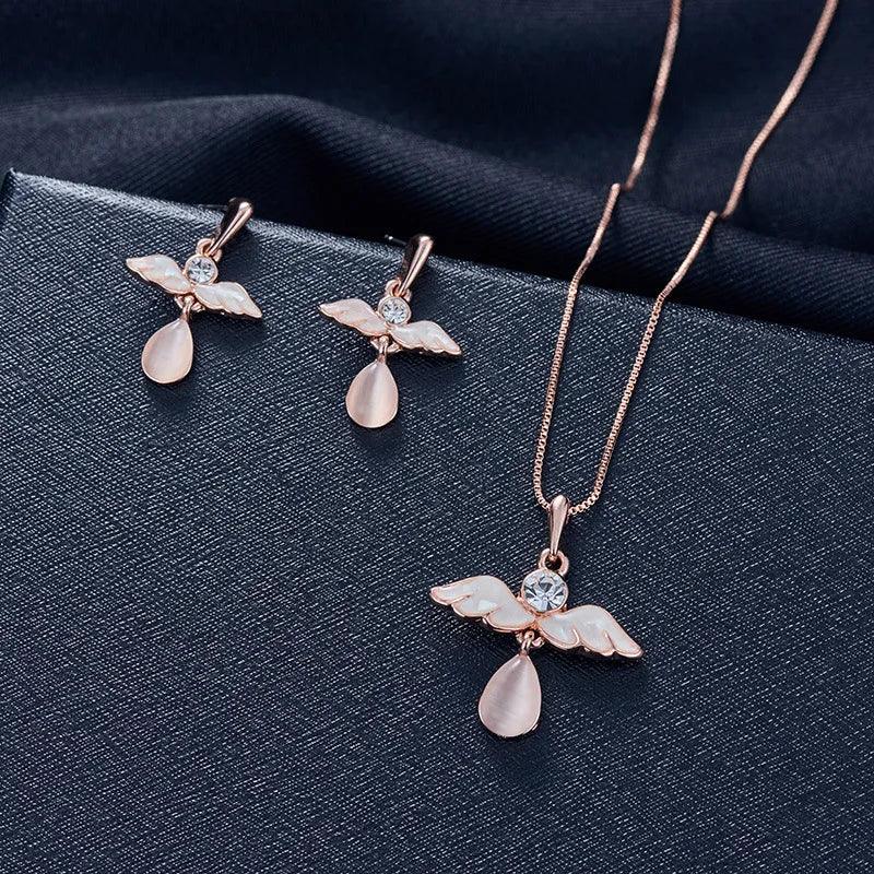 3pcs/set Jewelry Sets Women Elegant Waterdrop Rhinestone Pendant Necklace Hook Earrings Jewelry Set-THAT FASHION STORE